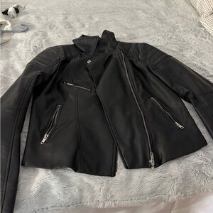 Windsor Black Leather Biker Jacket